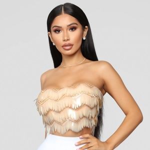Hollywood Fringe Crop Top nude Fashion Nova